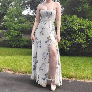 ⋅♡𓂃 ࣪ Jenny Yoo Collection maxi length chiffon floral dress 🩵‧₊˚☁️